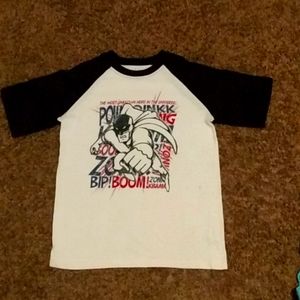 This is a superhero comic shirt